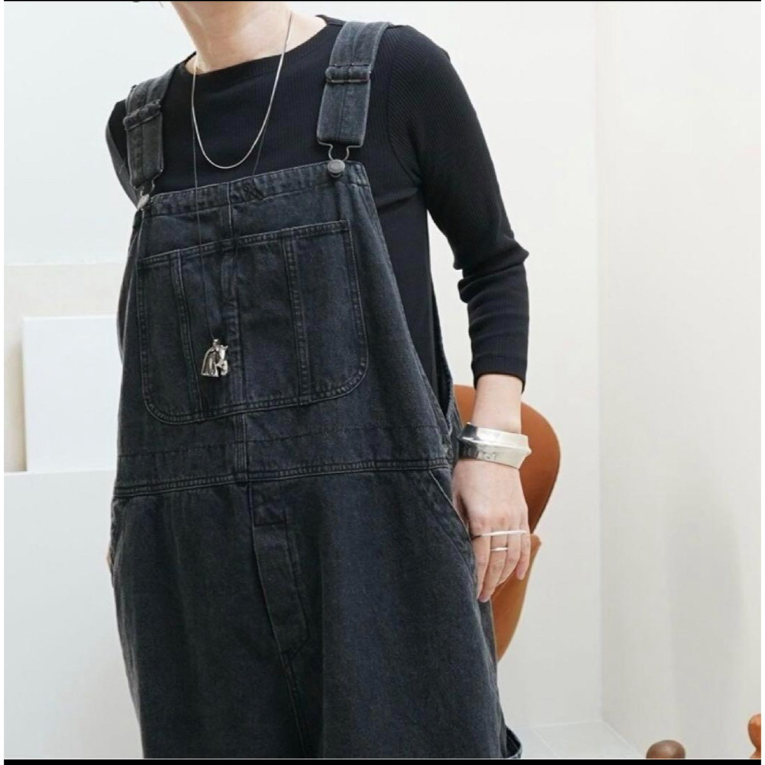 ARGUE(アギュー)のしゃんしゃん様専用ARGUE OVERALL DENIM BLACK レディースのパンツ(サロペット/オーバーオール)の商品写真