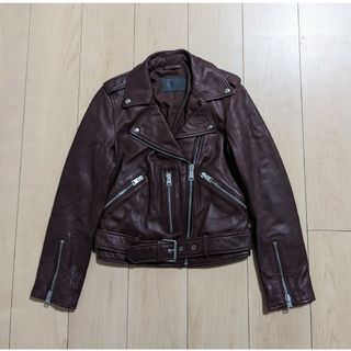 オールセインツ(All Saints)のUK8 美品 ALLSAINTS オールセインツ HOLT BIKER ブラウン(ライダースジャケット)