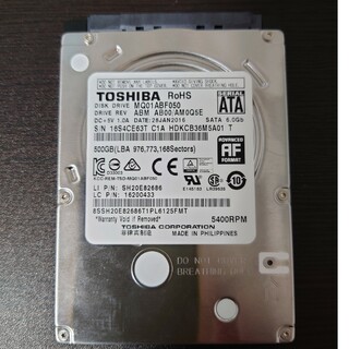 トウシバ(東芝)のHDD 東芝 2.5インチSATA MQ01ABF050(PCパーツ)