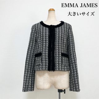 EMMAJAMES - EMMAJAMES ツイードノーカラージャケット 大きいサイズ 仕事 セレモニー