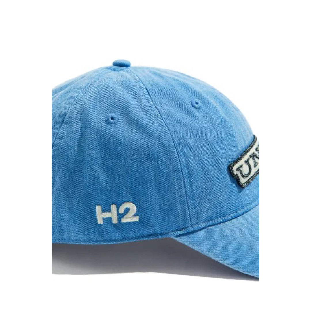 HERON PRESTON(ヘロンプレストン)の【H&M（H2）】APPLIQUE CAP LIGHT BLUE メンズの帽子(キャップ)の商品写真
