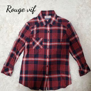 ルージュヴィフ(Rouge vif)のルージュ ヴィフ 赤チェック 長袖シャツ Ｓ(シャツ/ブラウス(長袖/七分))