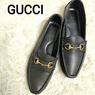 グッチ(Gucci)のグッチ ホースビット ローファー レザー ドライビングシューズ ゴールド 黒(ローファー/革靴)