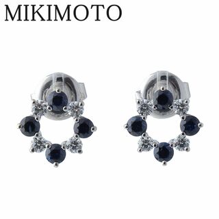 ミキモト(MIKIMOTO)のミキモト サークル ピアス サファイア0.60ct ダイヤ0.26ct K18WG 新品仕上げ済 MIKIMOTO【16670】(ピアス)