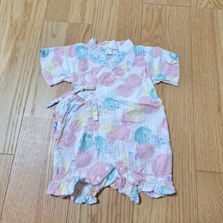 アプレレクール　ロンパース　甚平　80　女の子　半袖　春　夏　ピンク　浴衣