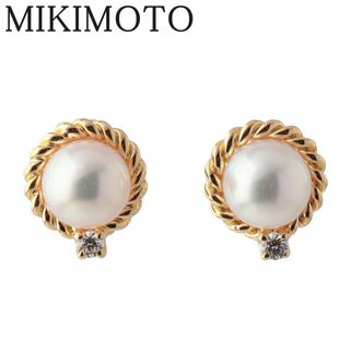 ミキモト(MIKIMOTO)のミキモト ダイヤ パール ピアス PE-864MK型 現行モデル アコヤパール6.3mm ダイヤ0.06ct K18YG 2WAY 新品仕上げ済 MIKIMOTO【16672】(ピアス)