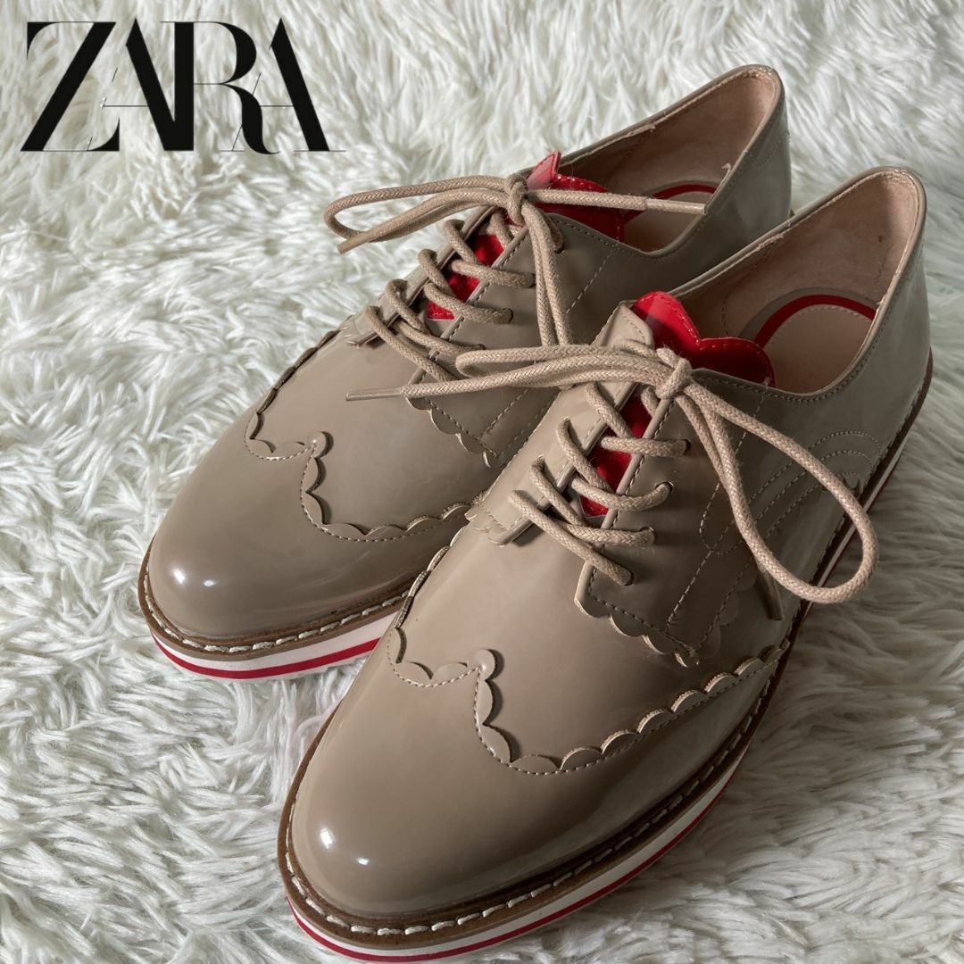 ZARA(ザラ)のほぼ未使用 ZARA ザラ ウイングチップ 厚底 ローファー 37 約24cm レディースの靴/シューズ(ローファー/革靴)の商品写真