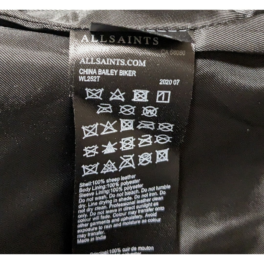 All Saints(オールセインツ)の美品 ALLSAINTS オールセインツ CHINA BAILEY BIKER レディースのジャケット/アウター(ライダースジャケット)の商品写真