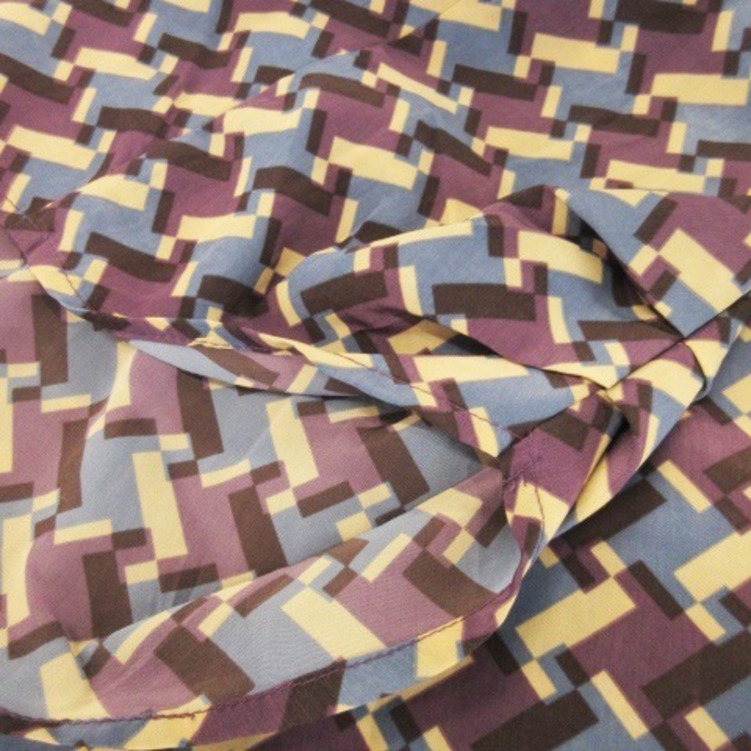 grove(グローブ)のグローブ チュニック ブラウス Vネック 半袖 リボン 幾何学 総柄 M 紫 レディースのトップス(チュニック)の商品写真
