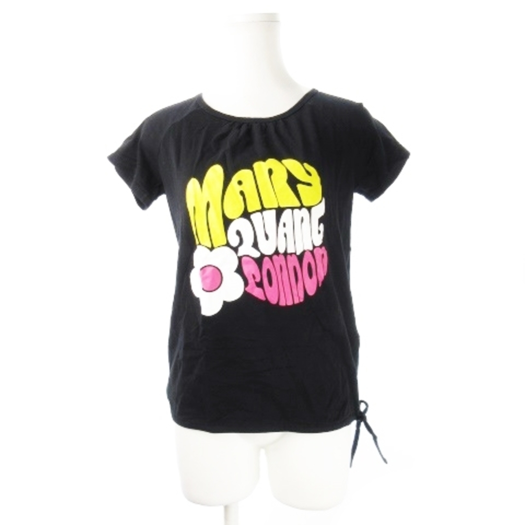 MARY QUANT(マリークワント)のマリークワント  カットソー Tシャツ 半袖 裾ギャザー プリント M 黒 レディースのトップス(カットソー(半袖/袖なし))の商品写真