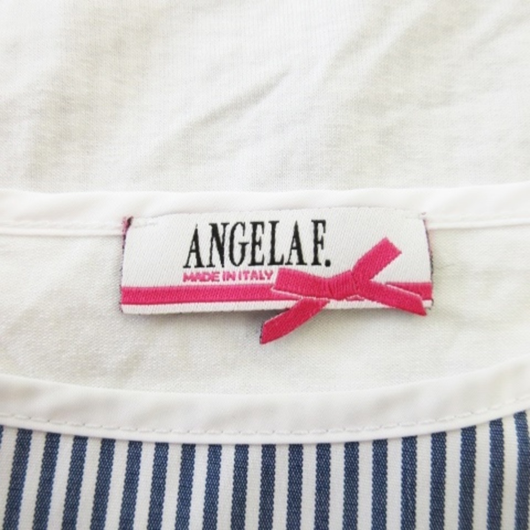 Fabulous Angela(ファビュラスアンジェラ)のファビュラス アンジェラ ブラウス カットソー 半袖 切替 ストライプ 9 青 レディースのトップス(シャツ/ブラウス(半袖/袖なし))の商品写真