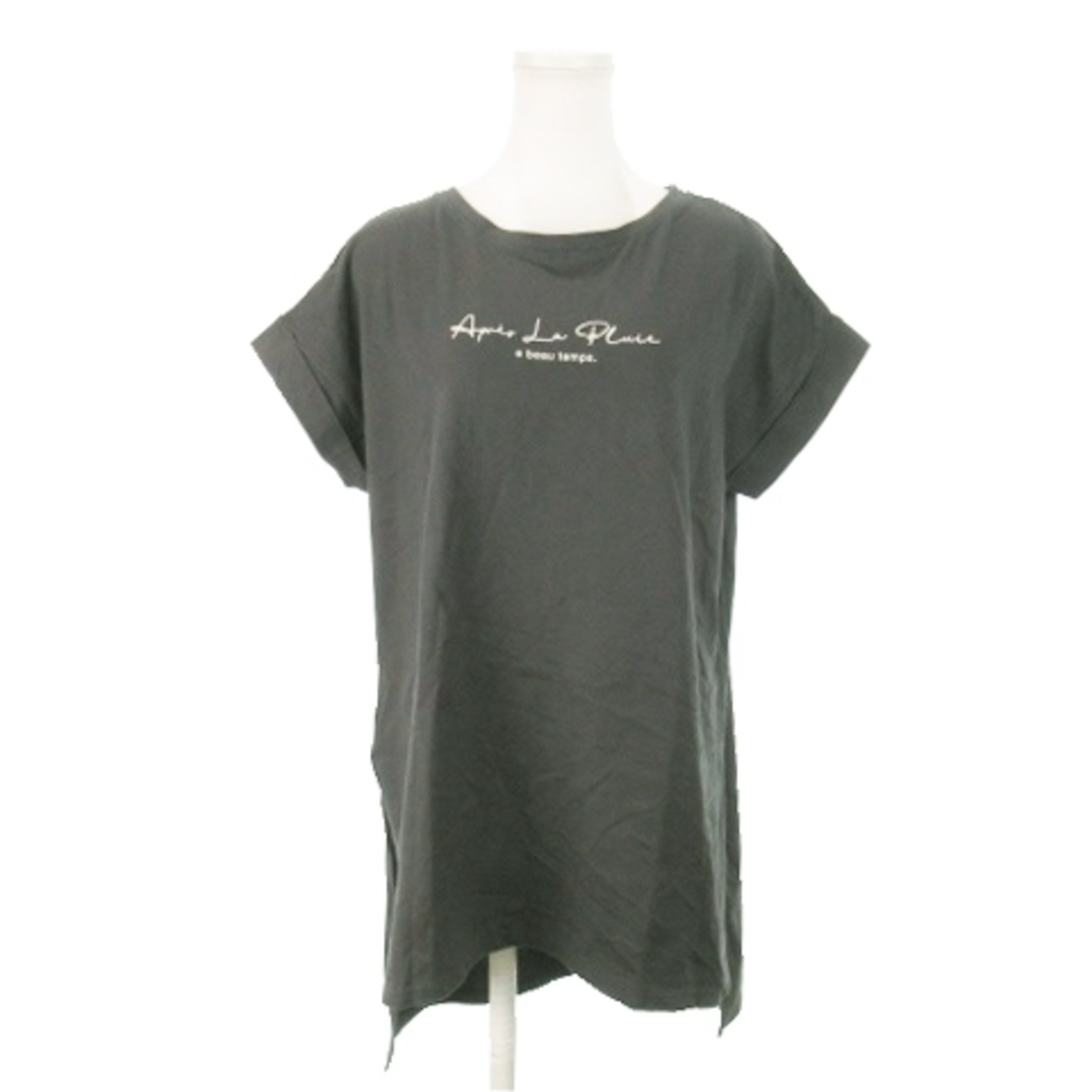 anyFAM(エニィファム)のエニィファム Tシャツ チュニック 半袖 刺繍 裾ヘム スリット 4 グレー レディースのトップス(Tシャツ(半袖/袖なし))の商品写真