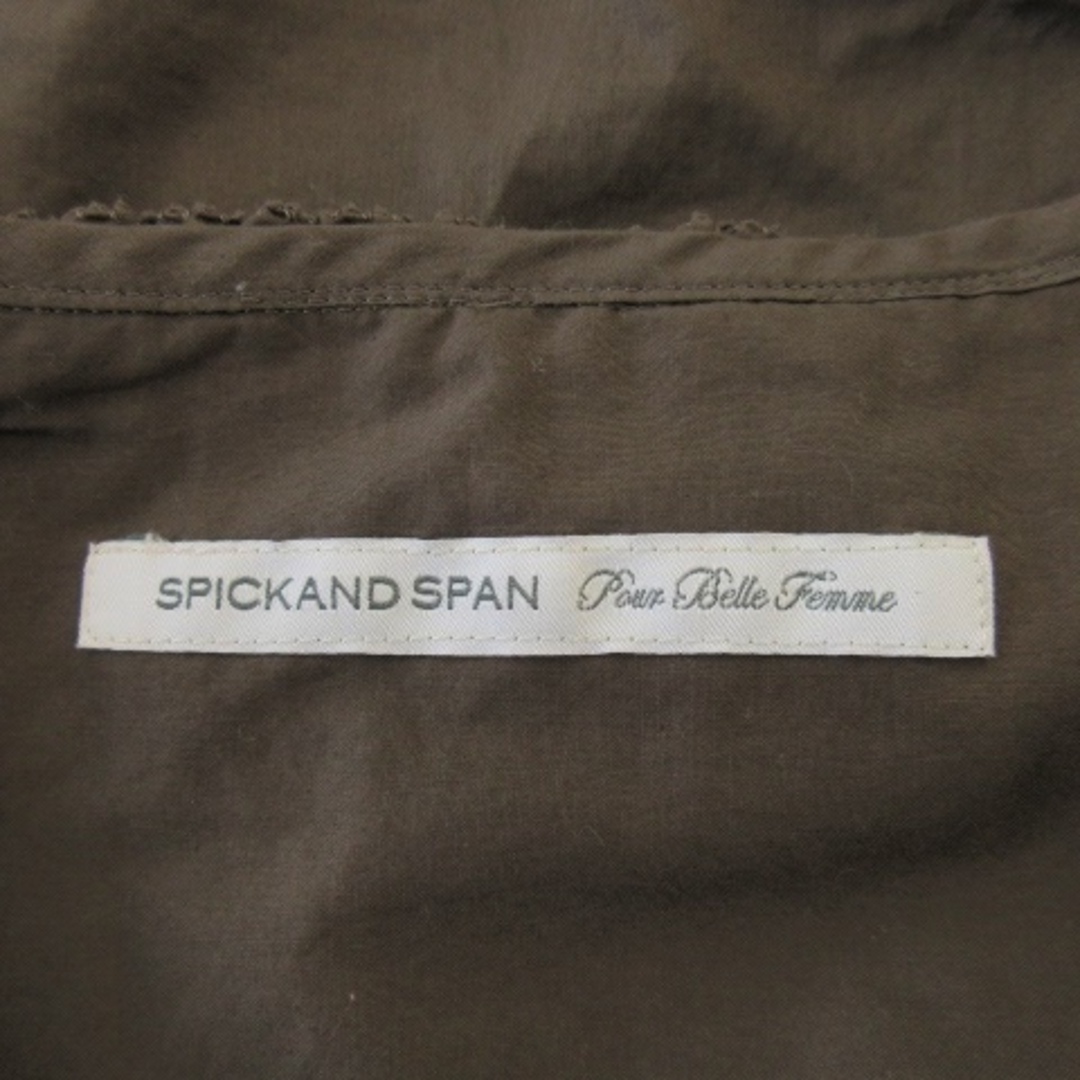 Spick & Span(スピックアンドスパン)のスピック&スパン ブラウス ヘンリーネック 半袖 ピンタック フリル 薄手 茶 レディースのトップス(シャツ/ブラウス(半袖/袖なし))の商品写真