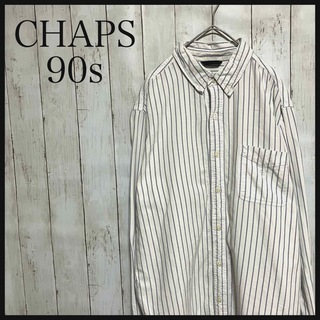 チャップス(CHAPS)のチャップス 長袖BDストライプシャツワンポイント刺繍ロゴ90s Z1128(シャツ)