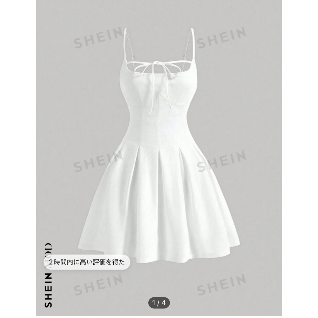 SHEIN(シーイン)のSHEIN MOD レディース プルカラー スパゲッティストラップ レースア レディースのワンピース(ミニワンピース)の商品写真