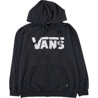 VANS - 古着 バンズ VANS ストライプ柄 スウェットフルジップパーカー メンズL /eaa435195