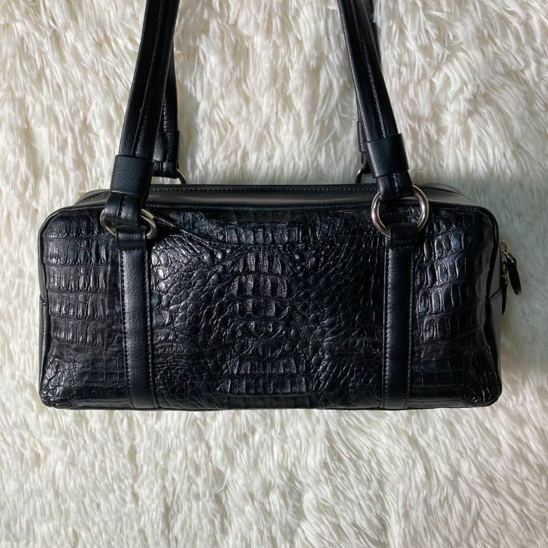 RODANIA(ロダニア)の極美品 RODANIA クロコダイル レザー 背ワニ バンドバッグ 肩掛け可 レディースのバッグ(ハンドバッグ)の商品写真