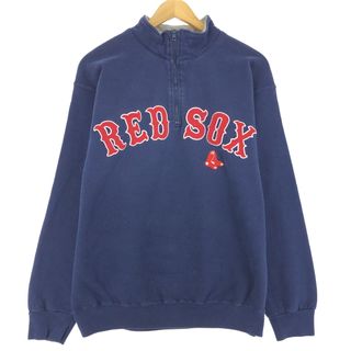 古着 MLB REDSOX レッドソックス ハーフジップスウェットシャツ トレーナー メンズL /eaa411593(スウェット)