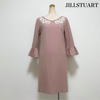 ジルスチュアート(JILLSTUART)のJILL STUART 刺繍フラワーパールワンピース ピンク お出掛け♡(ひざ丈ワンピース)