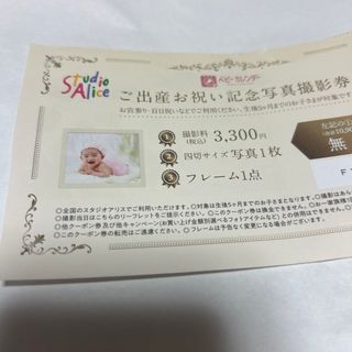 スタジオアリス　ベビーカレンダー出産お祝い記念写真撮影優待券(その他)