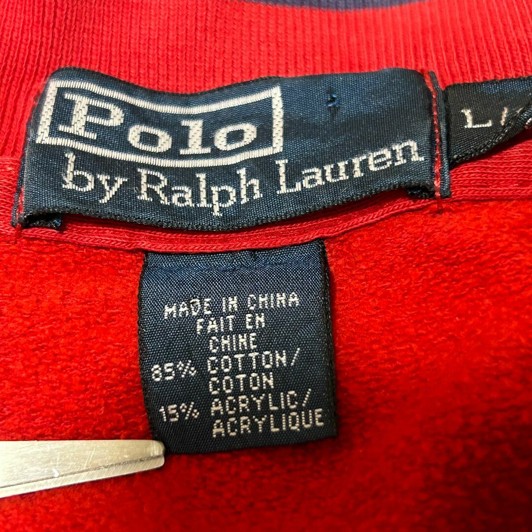 POLO RALPH LAUREN(ポロラルフローレン)の【US古着】ポロラルフローレン スウェット L ハーフジップ レッド ✓3718 メンズのトップス(スウェット)の商品写真