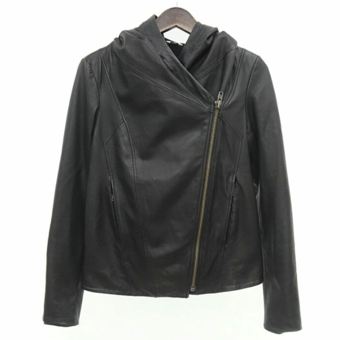 HELMUT LANG(ヘルムートラング)のM 良品 HELMUT LANG HOODED LT JK ブラック 黒 レディースのジャケット/アウター(ライダースジャケット)の商品写真