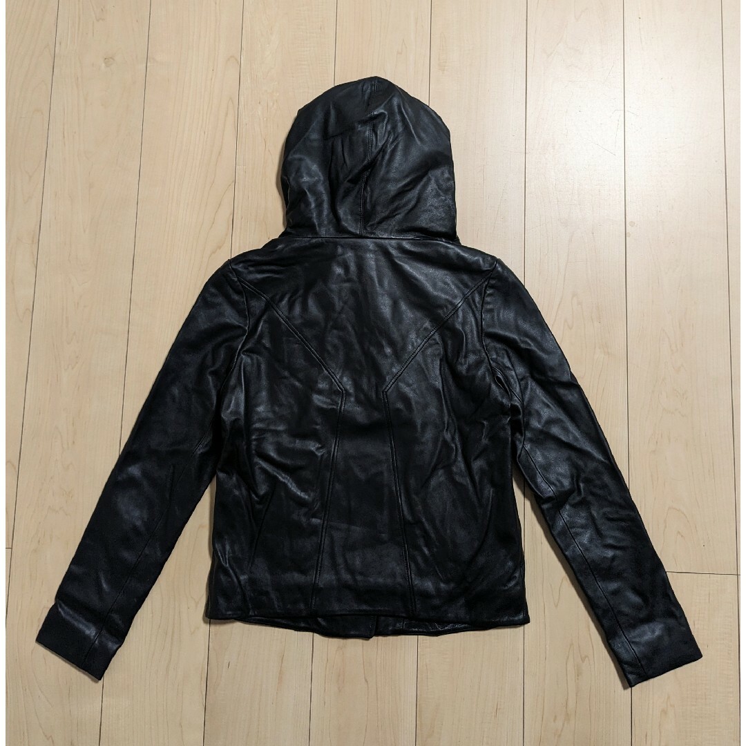 HELMUT LANG(ヘルムートラング)のM 良品 HELMUT LANG HOODED LT JK ブラック 黒 レディースのジャケット/アウター(ライダースジャケット)の商品写真