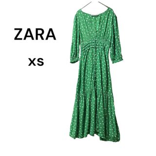 ザラ(ZARA)のザラ　ロングワンピース　ZARA シャツワンピース　zara ドット　水玉(ロングワンピース/マキシワンピース)