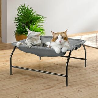 【色: グレー】JUNSPOW大型猫用ベッド 【大型猫用】 ペットハンモック（5(猫)
