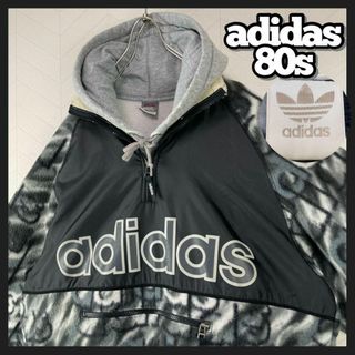 アディダス(adidas)の超希少 80s アディダス ハーフジップ フリース プルオーバー 総柄 ボア(その他)