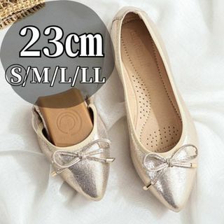 折りたたみ 携帯 スリッパ フラットシューズ  靴 リボン ピンク 23cm(ハイヒール/パンプス)