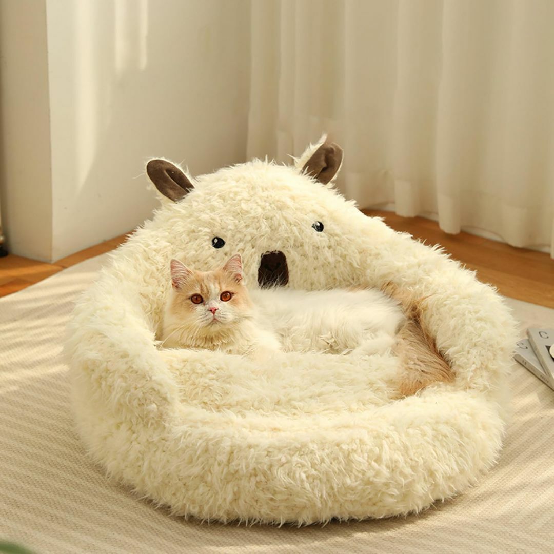 【色: ホワイト(アルパカ型ペットソファ)】MONIWOLLY 猫 ベッド 洗え その他のペット用品(猫)の商品写真