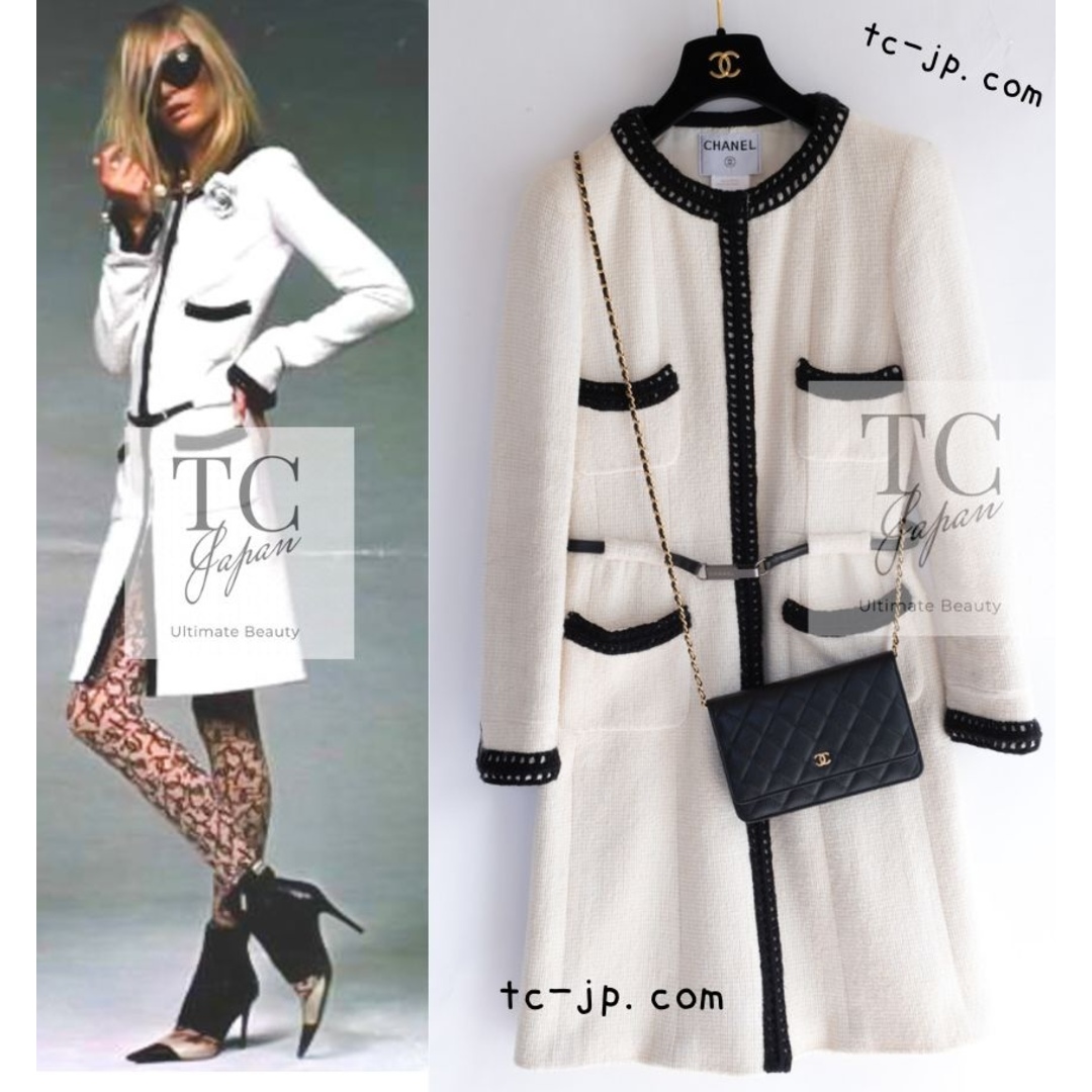CHANEL - 59万 シャネル コート CHANEL アイボリー ブラック CHANEL - 59万 シャネル コート CHANEL アイボリー ブラック