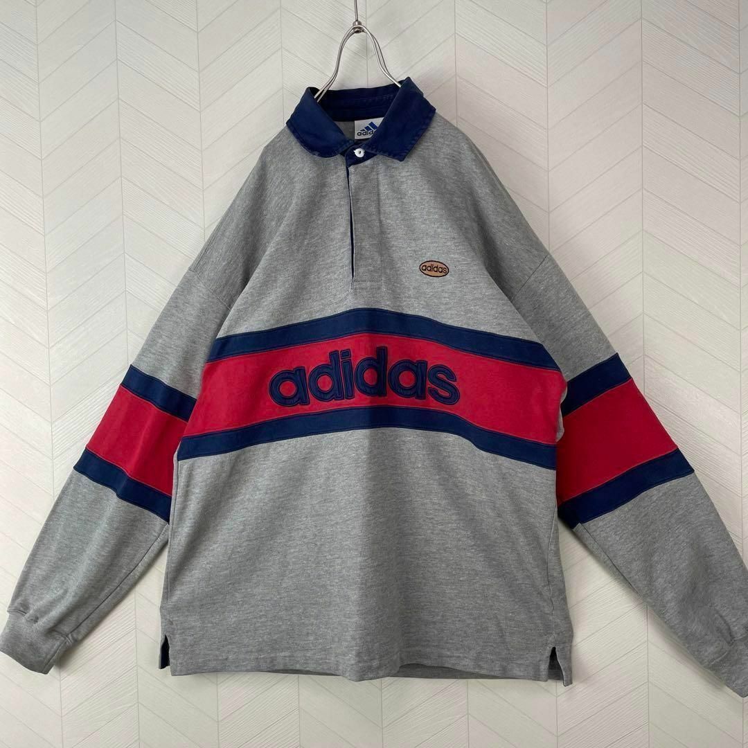 adidas(アディダス)の超激レア 90s アディダス スウェット 襟付き プルオーバー ゆるだぼ 切替 メンズのトップス(スウェット)の商品写真