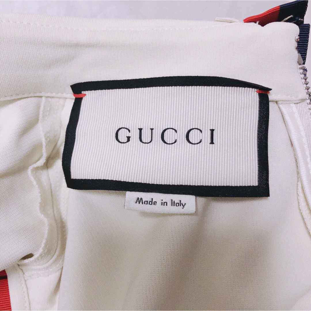 Gucci(グッチ)の【美品】◇GUCCI◇ジャージー ノースリーブワンピース ホワイト XS レディースのワンピース(ひざ丈ワンピース)の商品写真