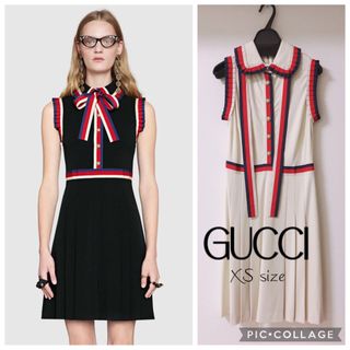 グッチ(Gucci)の【美品】◇GUCCI◇ジャージー ノースリーブワンピース ホワイト XS(ひざ丈ワンピース)