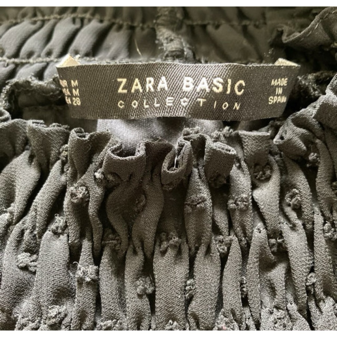 ZARA(ザラ)のZARA WOMAN  ドット ブラック 長袖ワンピース レディースのワンピース(ひざ丈ワンピース)の商品写真