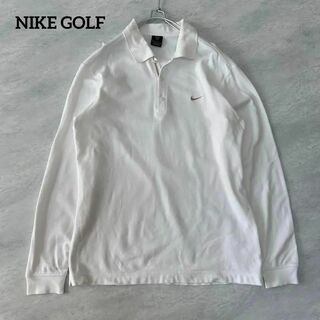 ナイキ(NIKE)のNIKE GOLF 長袖 ポロシャツ Lサイズ ハーフボタン 白 ナイキ ゴルフ(ポロシャツ)