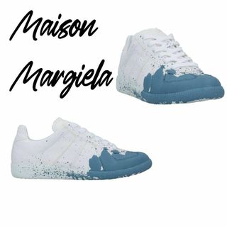 マルタンマルジェラ(Maison Martin Margiela)のマルジェラ ジャーマントレーナー ペンキ ブルー ホワイト サイズ36(スニーカー)