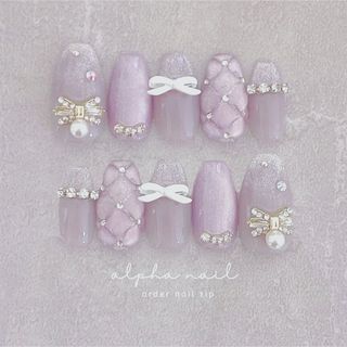 ぷっくりフラワーネイル オーロラホワイト 花 ミラー ゴールド 韓国