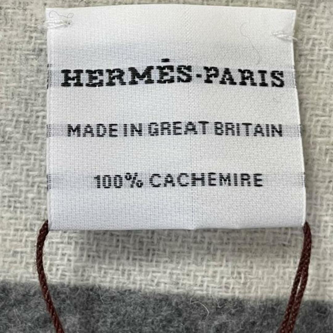 Hermes(エルメス)のエルメス マフラー新品同様  - グレー×白 レディースのファッション小物(マフラー/ショール)の商品写真