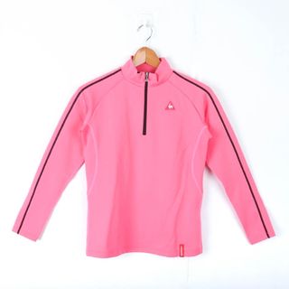 ルコックスポルティフ 長袖Tシャツ ハーフジップ スマートフィット ゴルフウエア レディース Mサイズ ピンク le coq sportif