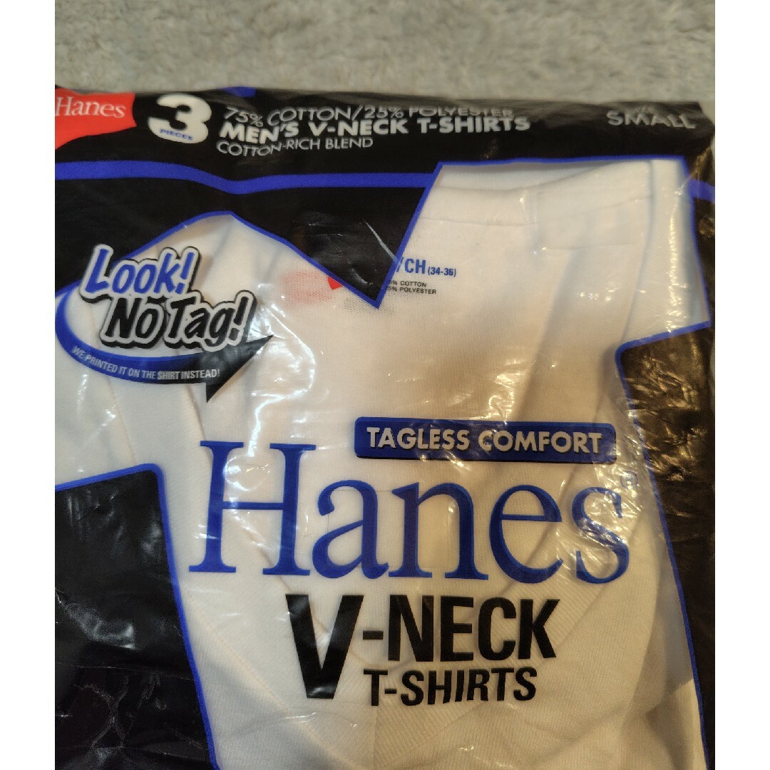 Hanes(ヘインズ)の新品　Hanes ヘインズ【3枚組】 青ラベル　VネックTシャツ メンズのトップス(Tシャツ/カットソー(半袖/袖なし))の商品写真