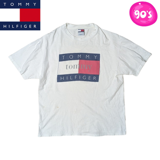 トミーヒルフィガー(TOMMY HILFIGER)のy2k TOMMY HILFIGER USA ホワイト クラシックロゴ Tシャツ(Tシャツ/カットソー(半袖/袖なし))