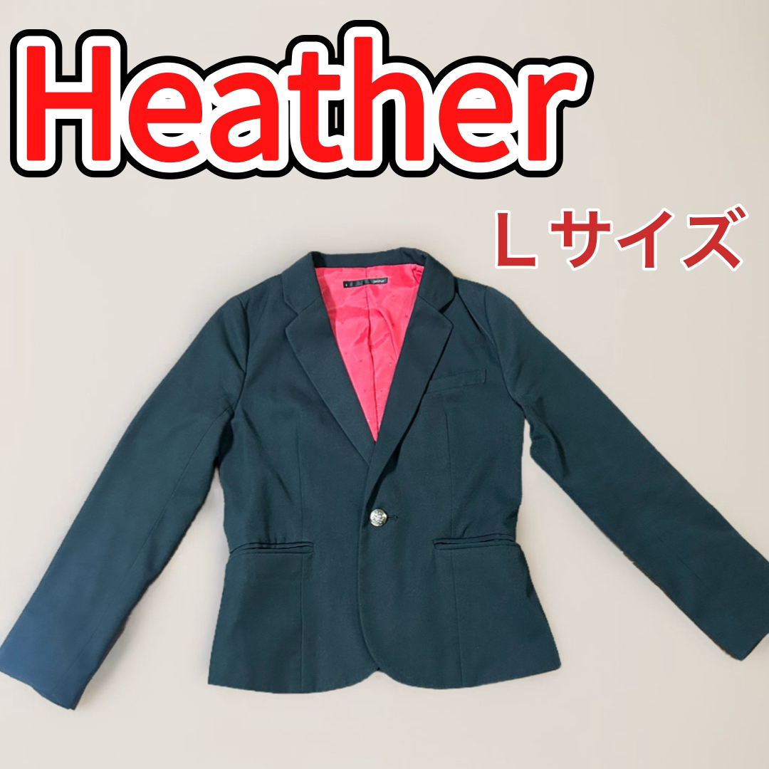 heather(ヘザー)のヘザー　ジャケット　レディース　Ｌサイズ　ネイビー レディースのジャケット/アウター(テーラードジャケット)の商品写真