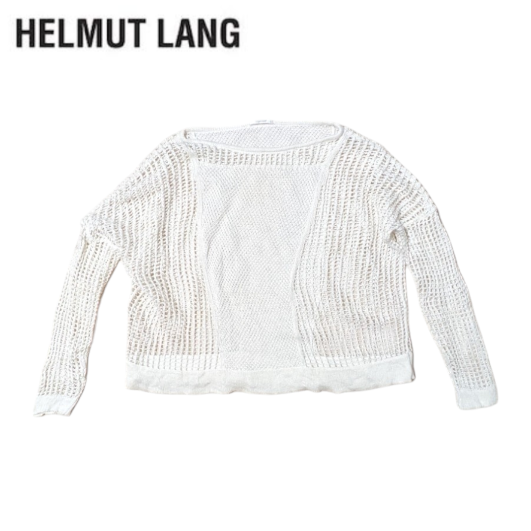 HELMUT LANG(ヘルムートラング)のHELMUT LANG 滝沢 ホワイト メッシュ カットソー メンズのトップス(Tシャツ/カットソー(七分/長袖))の商品写真