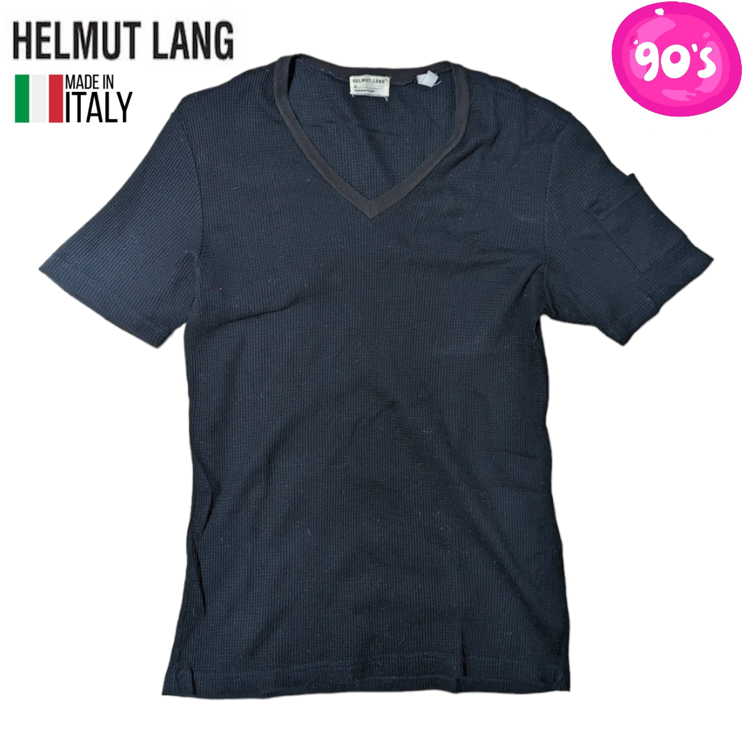 HELMUT LANG(ヘルムートラング)の98' 本人期 アーカイブ HELMUT LANG ブラック サーマル Tシャツ メンズのトップス(Tシャツ/カットソー(半袖/袖なし))の商品写真