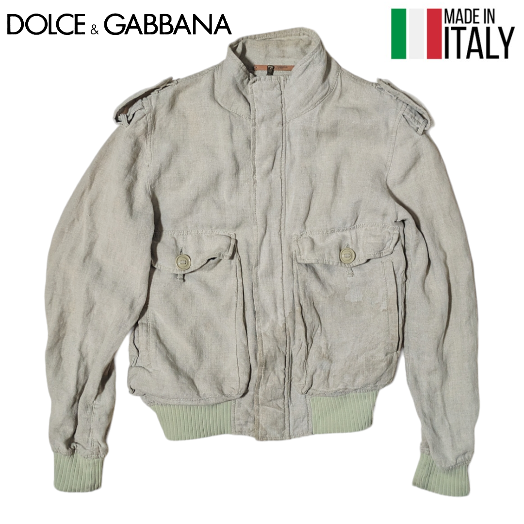 DOLCE&GABBANA(ドルチェアンドガッバーナ)のDOLCE&GABBANA ナチュラル ブラックレーベル リネン ジャケット メンズのジャケット/アウター(ブルゾン)の商品写真
