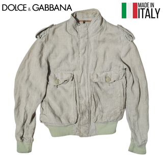 ドルチェアンドガッバーナ(DOLCE&GABBANA)のDOLCE&GABBANA ナチュラル ブラックレーベル リネン ジャケット(ブルゾン)