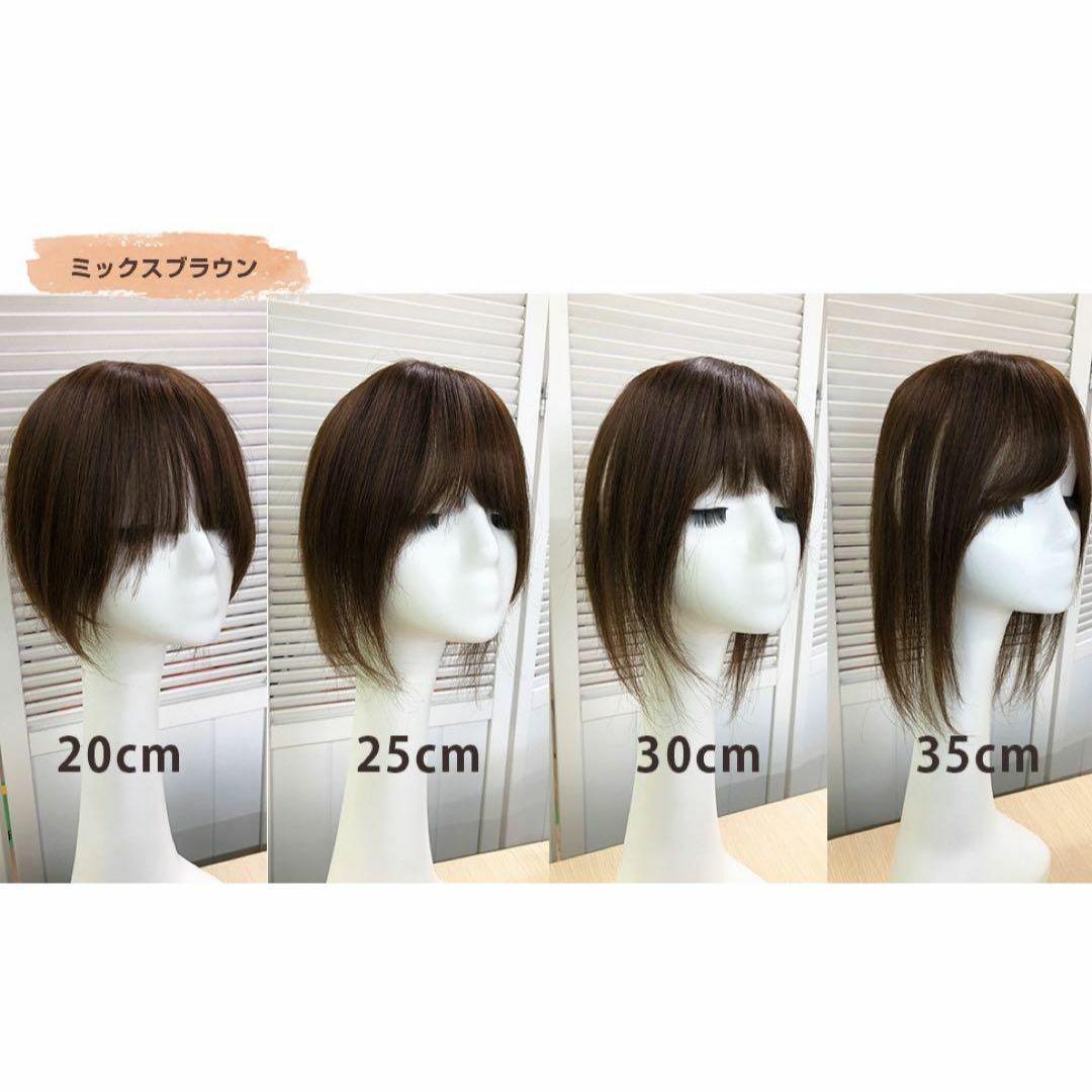 人毛100% 部分ウィッグ ヘアピース 頭頂部 ミックスブラウン【35cm】 レディースのウィッグ/エクステ(ショートストレート)の商品写真